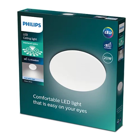 LED Plafond Aufputz MOIRE 20W 4000K 38cm Weiß Rund PHILIPS