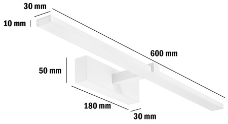VENUS Spiegelleuchte LED Badezimmer Wandleuchte 12W 840lm Neutralweiß 60 cm