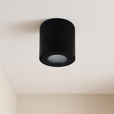 Aufbaustrahler Tuba GU10 Rund Schwarz 84mm IP54 Modern