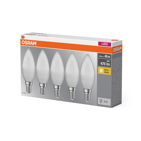 5x LED Lampen E14 B35 5.7 W = 40 W 470 lm 2700 K warmer OSRAM-Sockel