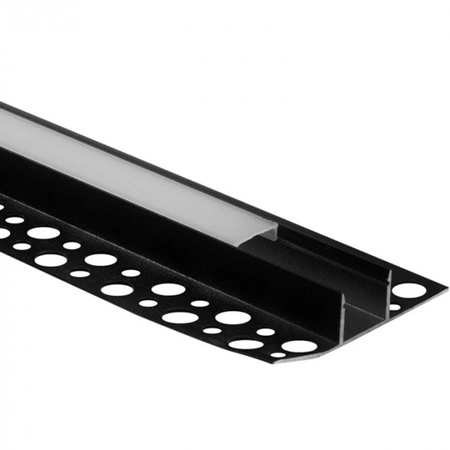 Aluminium-Anbauprofil schwarz für LED für CARDBOARD / GIPS 2m mit mattiertem Schirm und Ecolight-Kappen