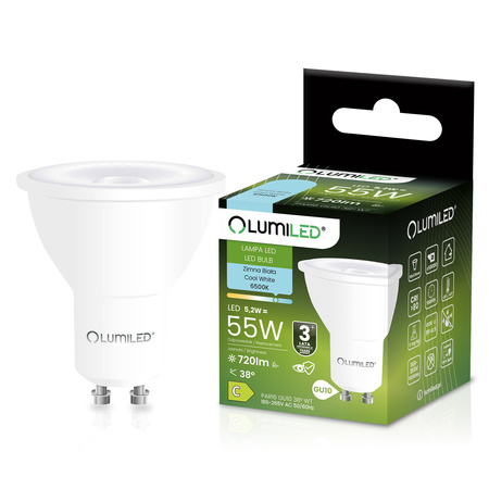 LED-Lampe GU10 Reflektor PAR16 5.2W = 55W 720LM 6500K kaltweiß 38° LUMILED