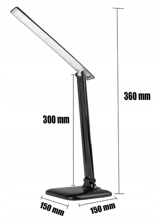 Büro-Zeichen-Tischlampe LED 9W 4500K dimmbar Touch-Schwarz