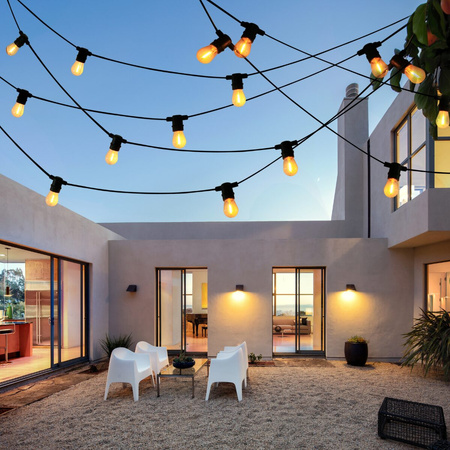 Garten Girlande Außenlichterkette PARTY F26,2m 10xE27 LED Glühfaden 6W GOLDLUX (Polux)