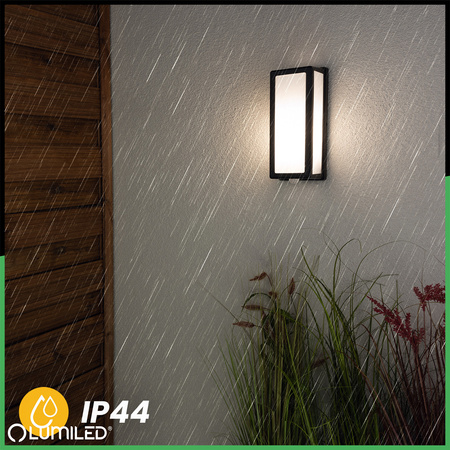 Wandleuchte Außen E27, Garten-Wandleuchte mit Bewegungsmelder rechteckig DOMLO LUMILED