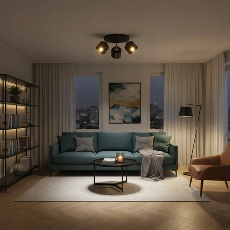 Spot Tuba Deckenleuchte Reflektor Halogen Leuchte 3x E27 Moving Black Copper Elza Masterled