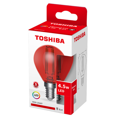 LED-Glühbirne E14 G45 4.5W Glühfaden Rot TOSHIBA