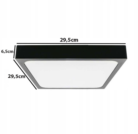 LED-Deckenleuchte für Badezimmer 24W 2400lm 4000K IP44 30cm quadratisch Schwarz