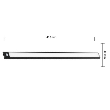 LED-Unterschrankleuchte Möbelleiste 2W 4500K 40cm mit Bewegungsmelder Schwarz
