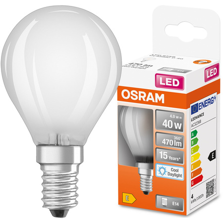 E14 P45 LED Lampen 4W = 40W 470lm 6500K Kalt 300° OSRAM STAR Filament