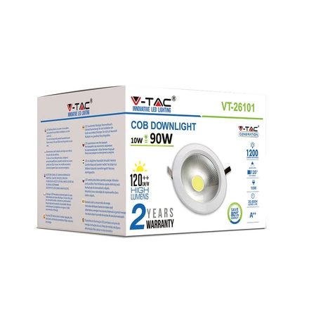 LED-Spot-Einbauleuchte 10W 6000K Fester COB VT-26101 V-TAC