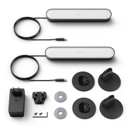 Philips HUE Play Set aus zwei schwarzen Schreibtischlampen + Netzteil 78202/30/P7