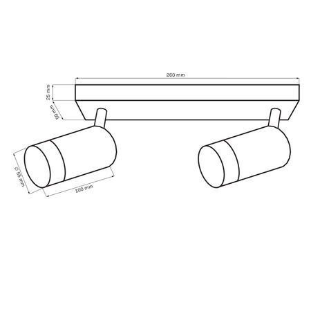 Wand- & Deckenstrahler 2x GU10 Schwarz Gold ARRAS Sanico Goldlux