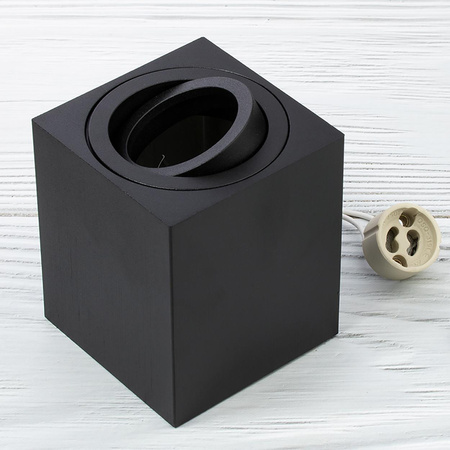 Halogen-Aufbauleuchte GU10, Aufbauspot Quadrat beweglich Schwarz AMAT-M LUMILED