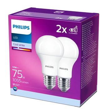 2x LED Lampe E27 A60 10W = 75W 1055lm 4000K Neutral 200° PHILIPS