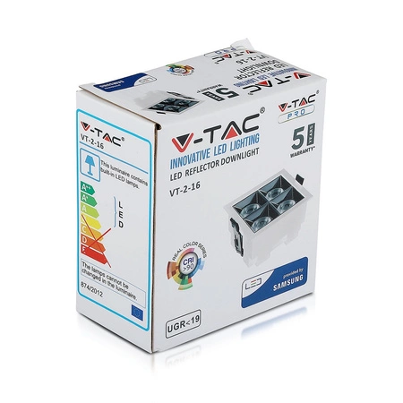 Spot 16W 5700K SMD SAMSUNG CHIP quadratische LED-Einbauleuchte VT-2-16 V-TAC