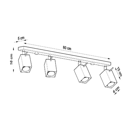 Anbauleuchte MERIDA 4L 4xGU10 Reflektor Halogen Beweglich Minimalistisch Schwarz SOLLUX