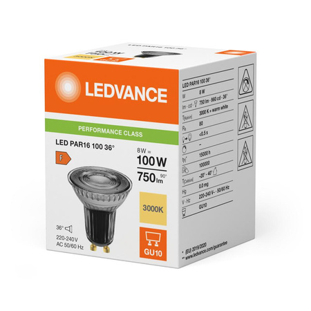 LED-Reflektor-Lampe GU10 PAR16 8W = 100W 750lm 3000K Warm 36° Ledvance