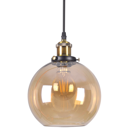 IRWIN KULA Decken-Pendelleuchte mit bernsteinfarbenem Schirm 1xE27 GOLDLUX (Polux)