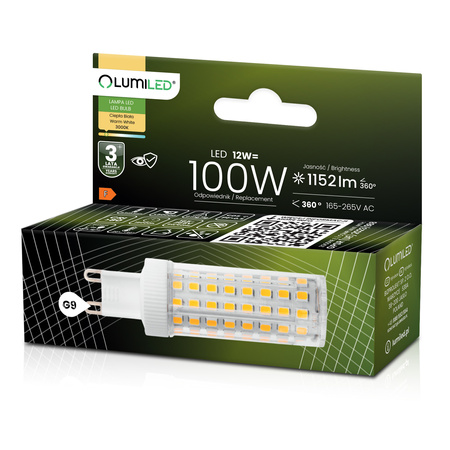 4x LED Kapseln G9, LED-Lampe 12W = 100W 1152lm 360° 3000K warm LUMILED
