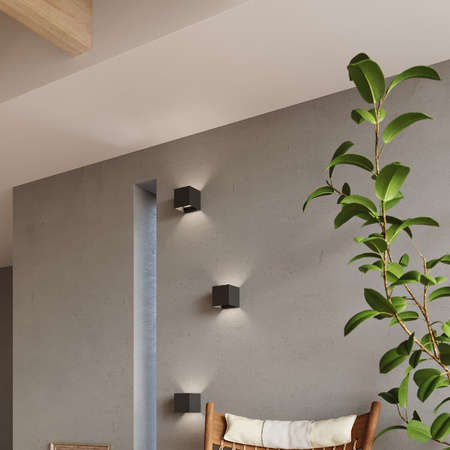 Außenanbauleuchte LUCA LED 6W 3000K IP54 Wandleuchte oben/unten Würfel Schwarz SOLLUX