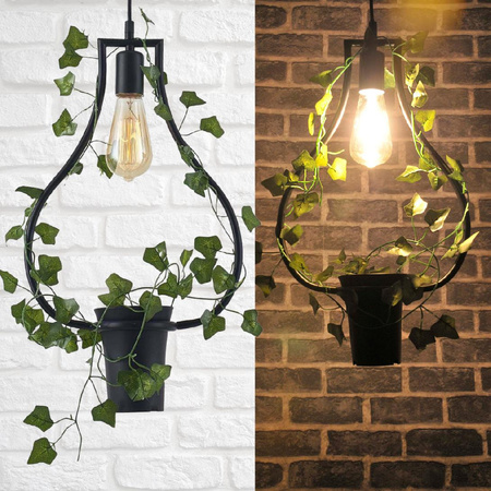 IL MIO SOREN Pendel-Deckenleuchte Schwarz E27 mit Blume GOLDLUX (Polux)