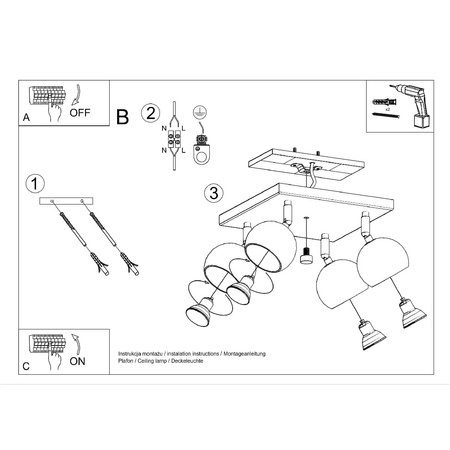 OCULARE Deckenleuchte 4xGU10 Reflektor Halogen Leuchte Beweglich 25x25 Weiß SOLLUX