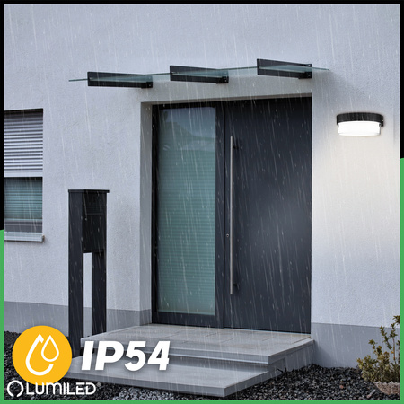 LED-Außenwandleuchte 5W, Fassadenleuchte IP54 4000K warm Schwarz SELVIA LUMILED