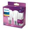 Set mit 2x LED-Glühbirne E27 A60 4,5W = 40W 470lm 2700K Warm Filament Milky PHILIPS