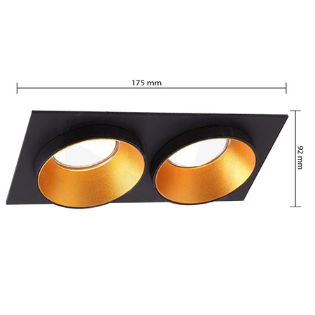 SPOT 2xGU10 rechteckige schwarzgoldene Doppeleinbauleuchte