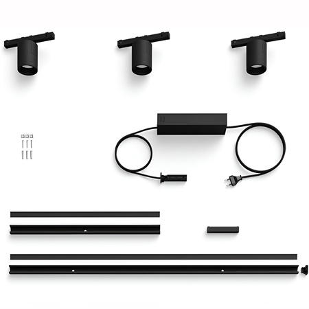 Perifo Lighting Rail Kit 1,5m + 3x LED-Strahler 15,9W CCT RGB Philips HUE Bluetooth Schwarz