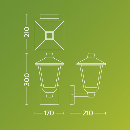 Garten-Wandleuchte Outdoor Laterne E27 IP44 Schwarz Kinno Philips