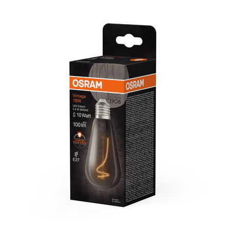 Dekorative LED-Glühbirne G64 Sphere E27 3.4W = 10W 100lm 1800K Warm 320° Smoked Vintage 1906 Osram