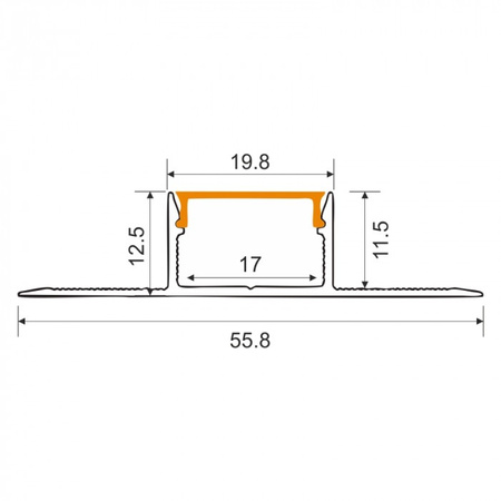 Aluminium-LED-Profil für Gipskartonplatten REGIPS breit unter Fliese Weiß 2m mit transparentem Diffusor für LED-Streifen + Endkappen Serie GNS Ecolight