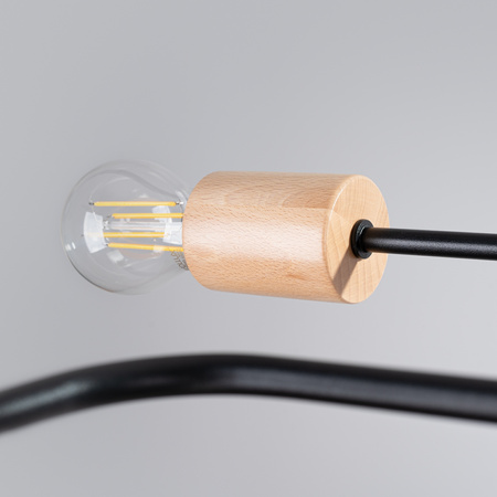 Kronleuchter Deckenleuchte 6x E27 Naturholz Schwarz Timbo Peach Puff SL.1670 Sollux