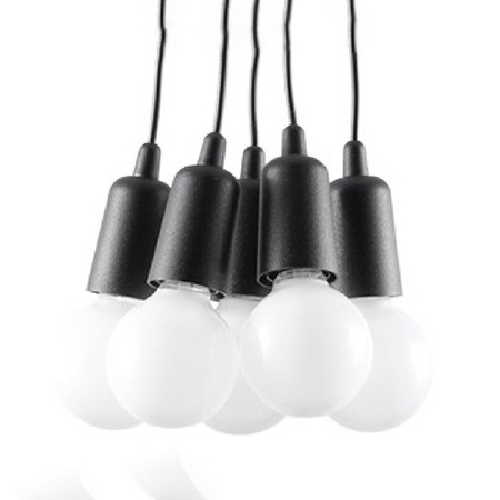 DIEGO LED-Pendelleuchte 5xE27 Hängend Schwarz SOLLUX