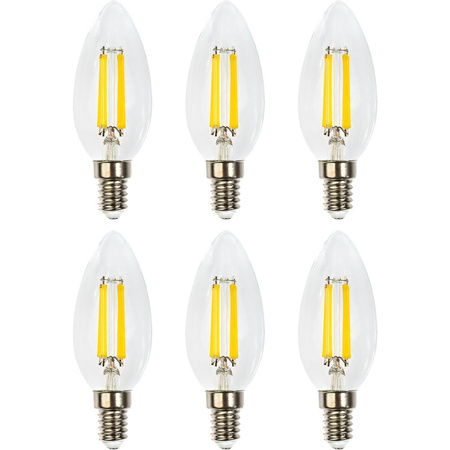 6x LED Lampen E14, Kerzenform Lampe B35 7W = 60W 806lm 360° 3000K warm Glühfaden LUMILED