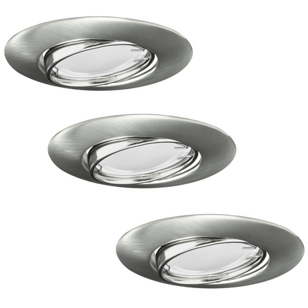 Set aus 3x beweglichen Halogenlampen GOLDLUX (Polux), rund, Nickel + GU10 3,5W LED Lampen