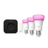 3x LED-Glühbirne E27 A60 8.1W = 75W 1100lm CCT + RGB SMART Smart Bluetooth ZigBee Weiß und Farbe Ambiance + Bridge PRO Bridge + Philips HUE Remote Controller