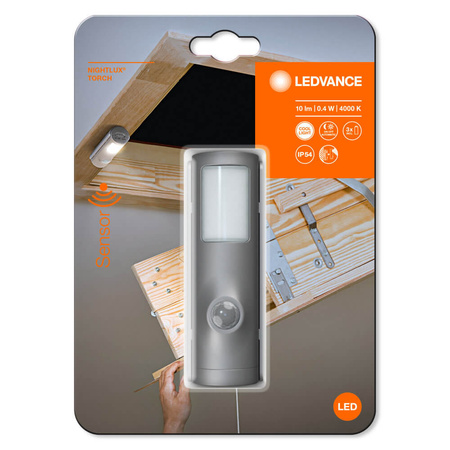Nightlux Torch LED-Nachtlampe Silber 0,35W 10lm 4000K IP54 Ledvance Bewegungssensor
