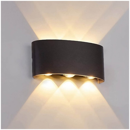 Außen LED 6W 480lm 3000K Warm Top Down Wandlampe IP54 Schwarz Kobi