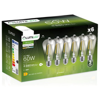 6x LED Lampen E27, Glühbirne ST64 8W = 60W 880lm 360° 4000K neutral Glühfaden Edison LUMILED