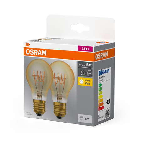 Dekorative Leuchtmittel E27 A60 4,8W = 35W 400lm 2200K Warm 320° Filament dimmbar OSRAM Vintage 1906