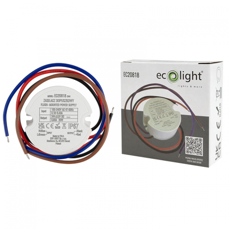 Einspeisung FI60 für LED-Streifen 20W 24V 0,83A Hermetisch IP67 Ecolight