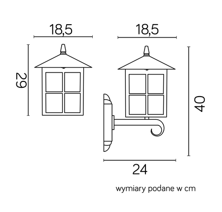 Außengarten-Fassadenlampe LED-WANDLAMPE Wenecja K 3012/1/KW g E27 Su-Ma