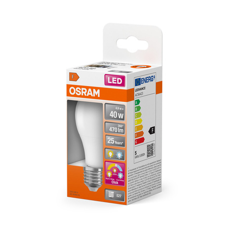 LED-Lampe A60 E27 4.9W = 40W 470lm 2700-4000K CCT 200° Relax Active und Sleep CLASSIC Osram