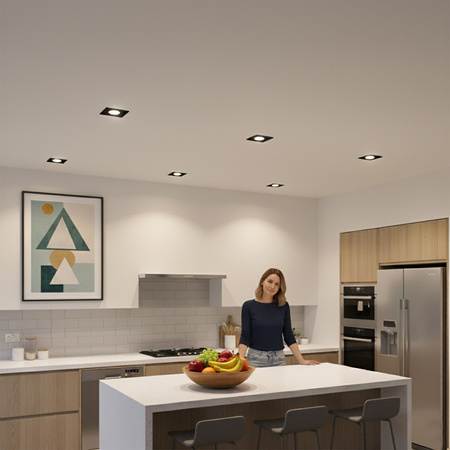 Glas-Einbaustrahler GU10, MR16 Einbauspot HALOGEN Quadrat Fest Schwarz ARIEL LUMILED