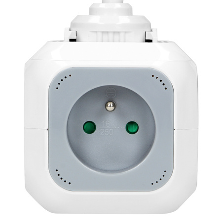 Verlängerungswürfel 2P+Z 4x Steckdose + 2x USB mit Erdungsschiene Kabel 1,4m 16A