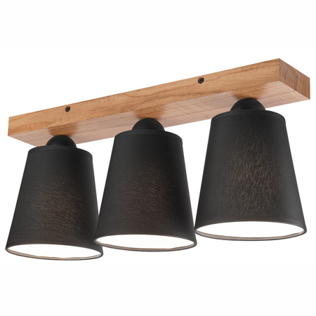 LULA Deckenleuchte 3xE27 Eiche Schwarz LM-3.200 Lamkur