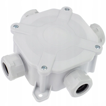 Aufputzmontierter hermetischer Installationskasten PG16 75x75x33mm Splitter mit Drosseln Grau PAWBOL